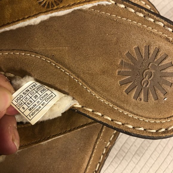 Ugg men\'s leather flip flops with fur lining, 8 main image 5